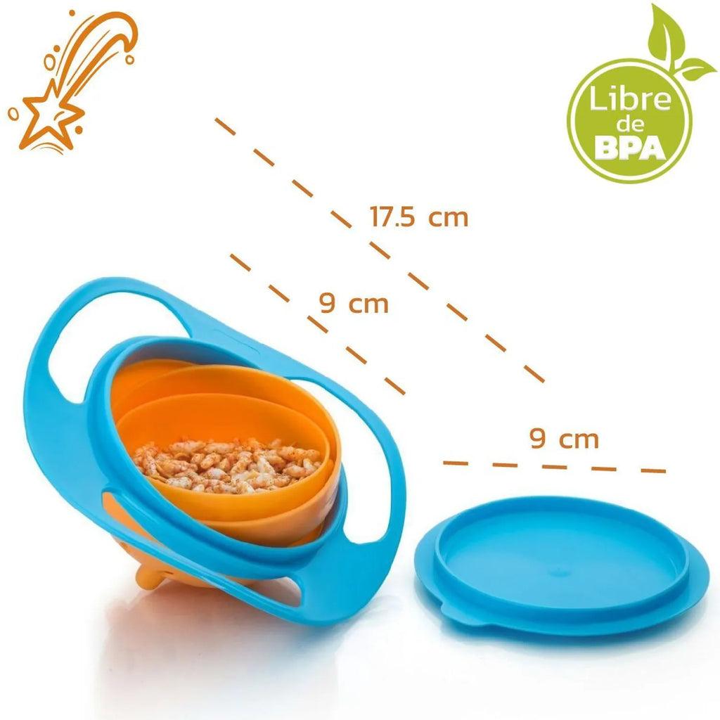 Plato bowl antiderrame 360° para bebé en uso durante la comida